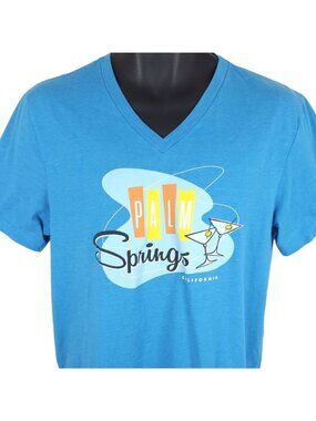 Palm Springs T Shirt Womens Size Large Blue California Travel Destination Tee